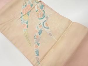 リサイクル　芝草・花に蝶・古典柄模様織出し名古屋帯